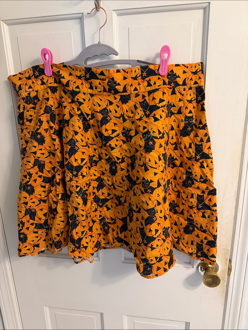 Retrolicious Orange and Black Pumpkin Print Skater Skirt